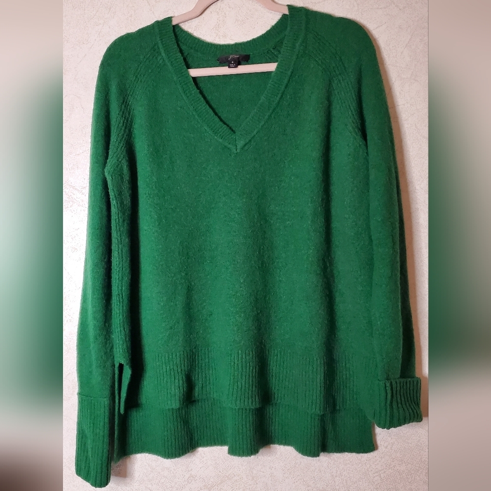 J.CREW Green V-Neck Women's Sweater - Picture 2 of 9